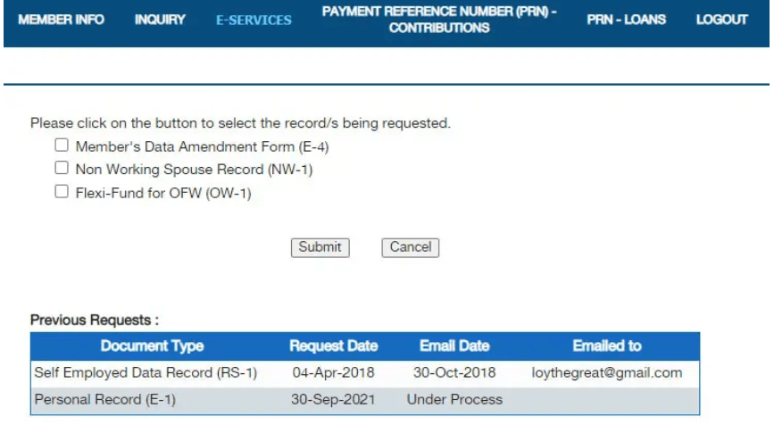 check progress of E1 Form SSS